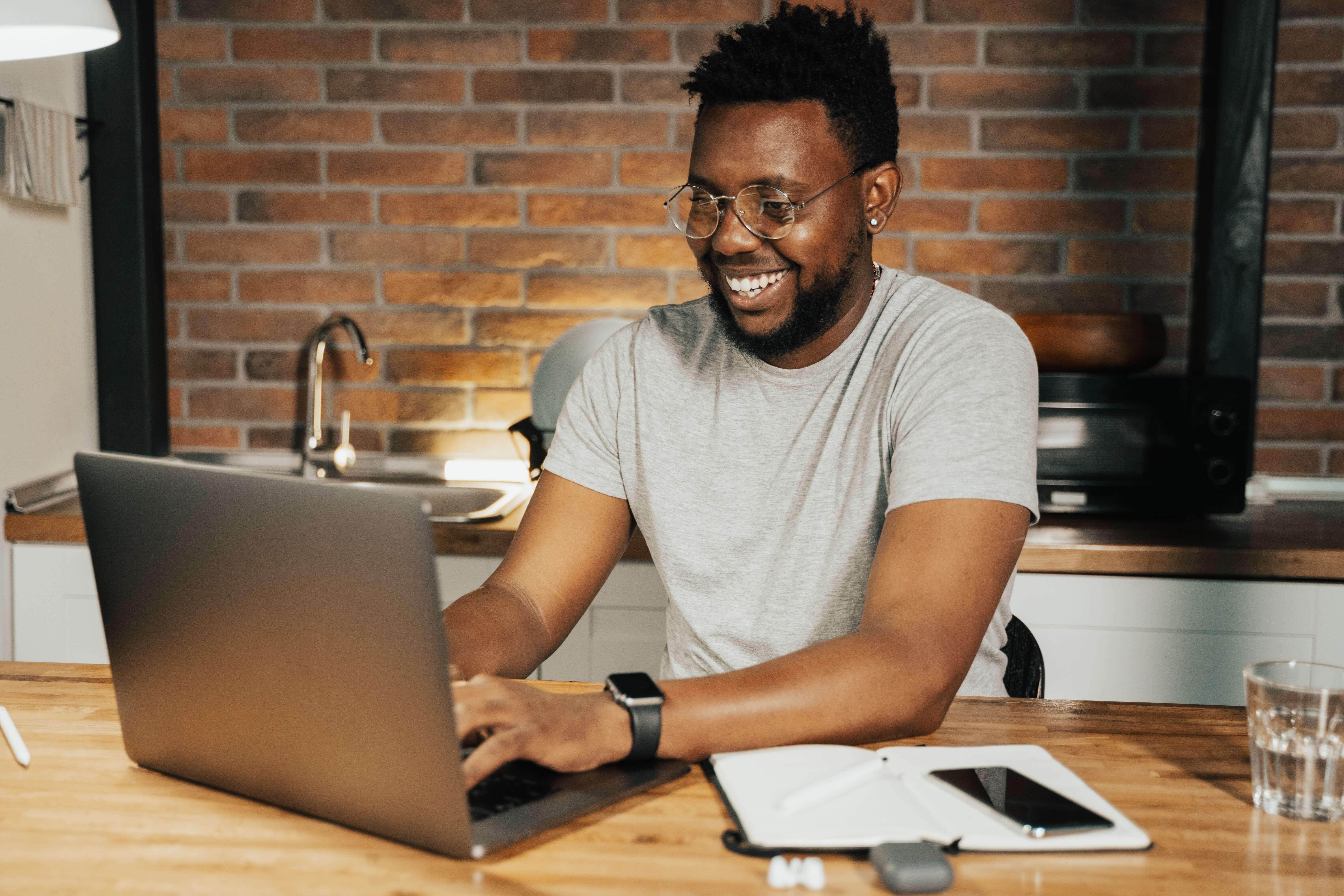 guy having fun working